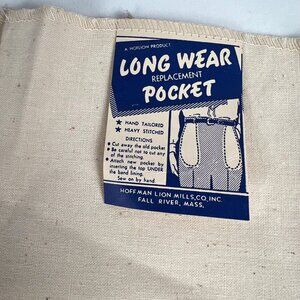 Hoffman Lion Mills Long Wear Replacement Pocket USA Lot of 2 Hand Tailored